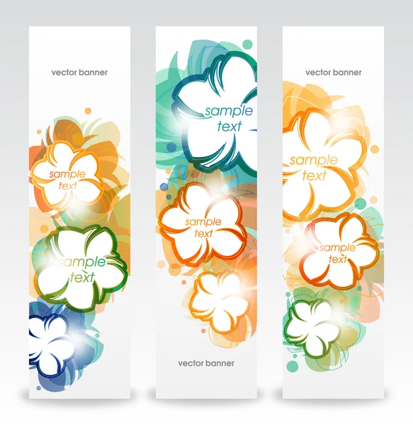 Ilustración de conjunto de banner con flores — Archivo Imágenes Vectoriales