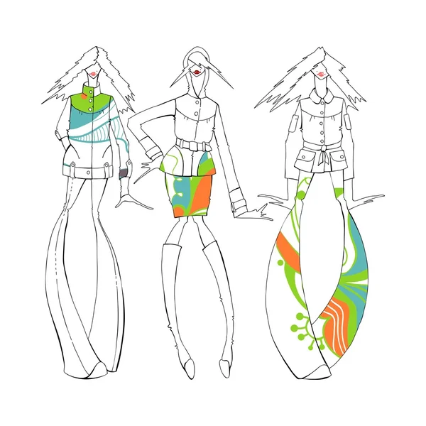 Мода дівчаток ілюстрація — стоковий вектор
