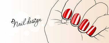 Beautiful female hands with red nails. Nail Design clipart