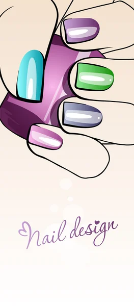 Mode nagels. illustratie van nagel ontwerp — Stockvector