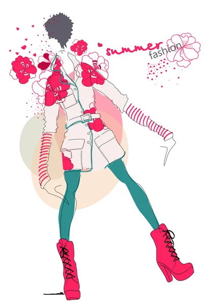 Illustration fashionable girl — Stock Vector