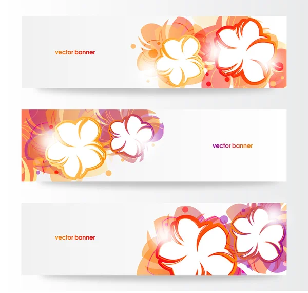Illustration av uppsättning av banner med blommor — Stock vektor