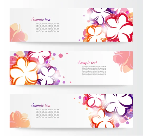 Ilustración de conjunto de pancarta con flores de verano — Vector de stock