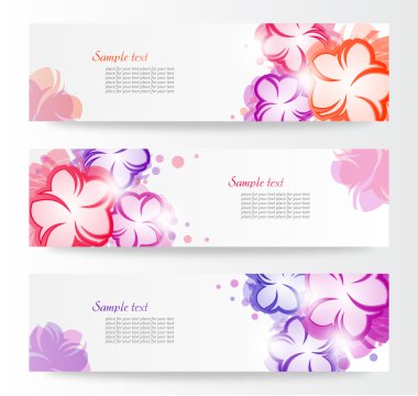 Horizontal floral banner. Design element clipart