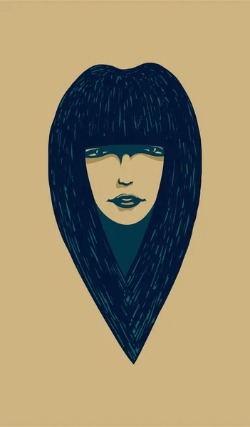Belle fille aux cheveux longs — Image vectorielle