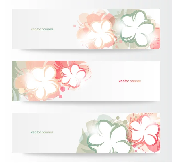 Vector beautiful horizontal floral banners — Stock Vector