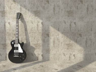 elektro gitar duvar eski beton zemin üzerine