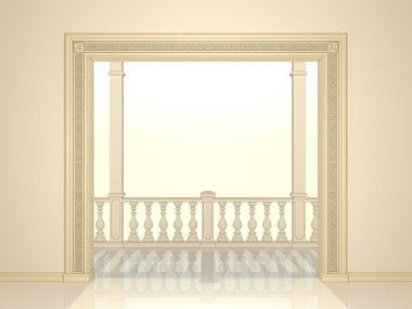 A classic Portal and a balcony with a colonnade. clipart