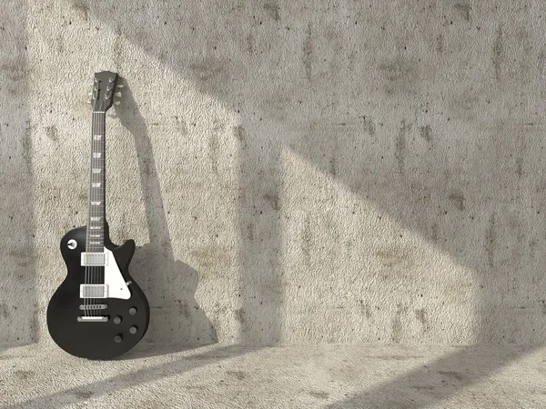 Ηλεκτρική κιθάρα για το ιστορικό του παλιά συμπαγούς τοίχου — Φωτογραφία Αρχείου