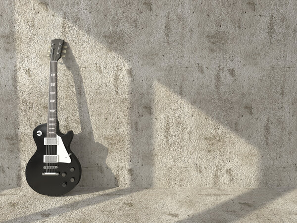 Electric guitar on the background of the old concrete wall