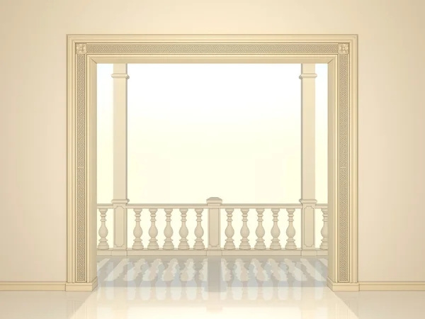 Um Portal clássico e uma varanda com uma colunata . — Fotografia de Stock