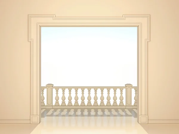 Un portal clásico y un balcón con columnata . — Foto de Stock