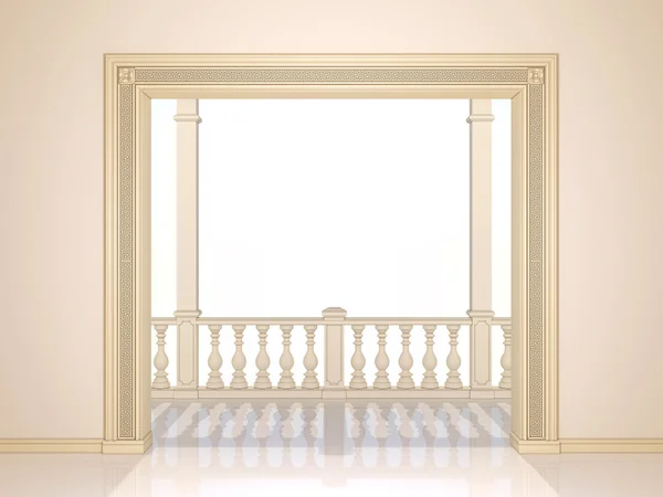 Een klassieke portaal en een balkon met een colonnade. — Stockfoto