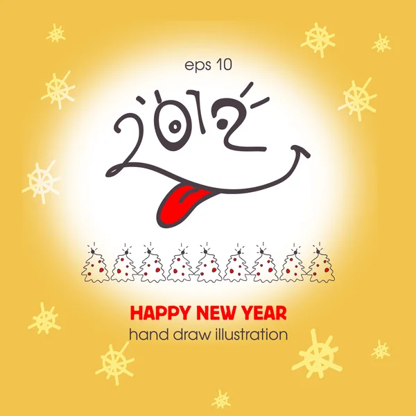 New Year 2012 in the funny faces with tongue. — Stock Vector