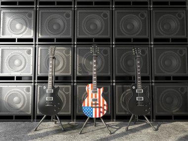 Three guitars a US-style, two black clipart