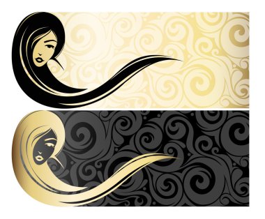 Golg girl with long hair. clipart