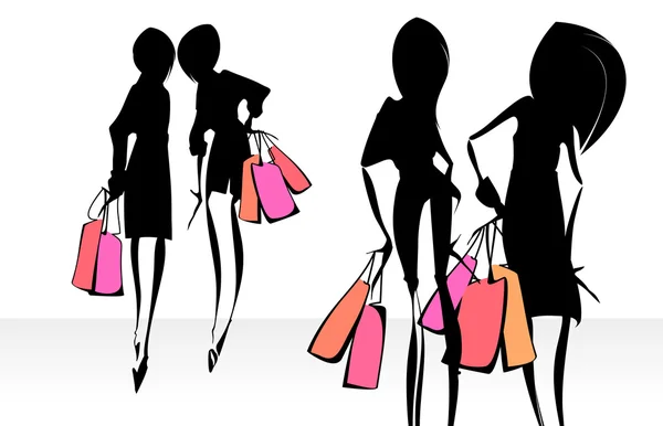Illustrazione di moda. Shopping . — Vettoriale Stock