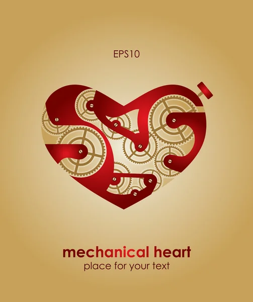 Tarjeta de San Valentín. Corazón mecánico . — Archivo Imágenes Vectoriales
