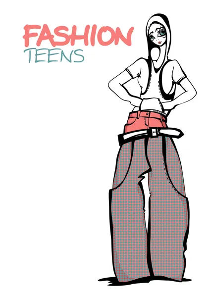 Adolescente di moda. Illustrazione vettoriale . — Vettoriale Stock