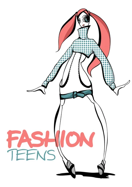 Έφηβος μόδας. εικονογράφηση φορέας. — Διανυσματικό Αρχείο
