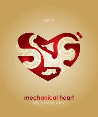 Mechanical Valentine heart. Valentine's Day Card. clipart