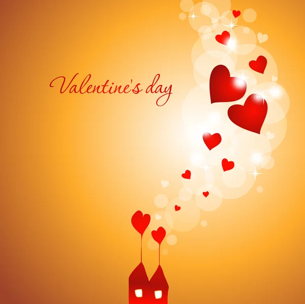 Huis en harten. Aftelkalender voor Valentijnsdag Card. Eps10 — Stockvector