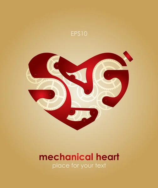 Mechanical Valentine heart. Valentine's Day Card. — Stock Vector