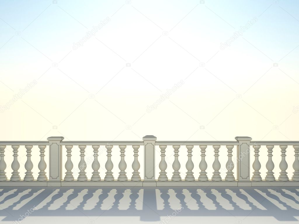 Balustrade with pillar on sky background
