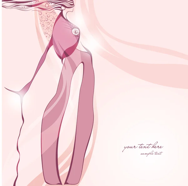 Modischen rosa Hintergrund mit abstrakten Mädchen. — Stockvektor