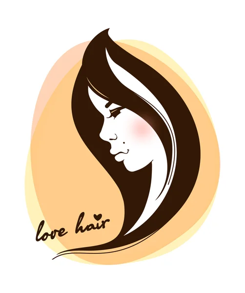 Stylish face of woman with long hair. — Stock Vector
