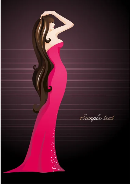 Sexy girl dans une robe élégante. Illustration de mode . — Image vectorielle