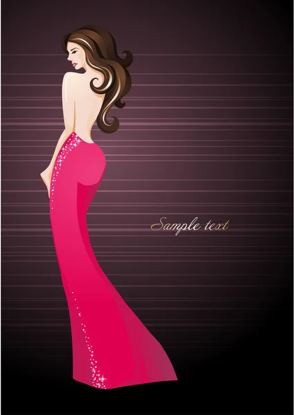 Sexy girl in an elegant dress. Fashion illustration. — Stock Vector