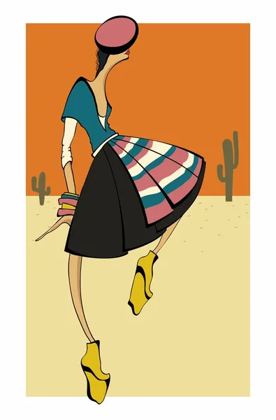 Λατινική μόδα κορίτσι κομψά ντυμένος. — Διανυσματικό Αρχείο