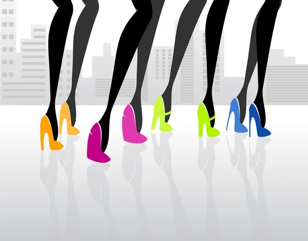 Ilustracja wektorowa kobiet noszenie eleganckie buty na obcasie — Wektor stockowy
