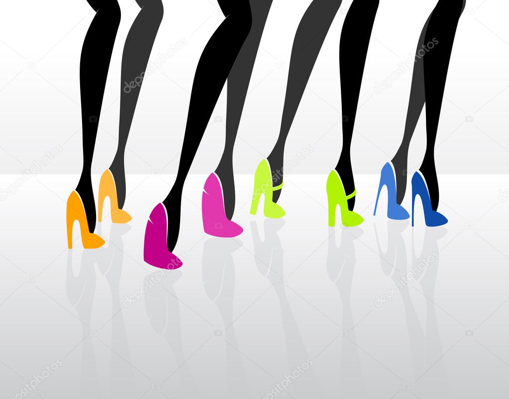 Women wearing elegant high heels.