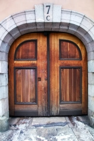 stock image Old antique closed wooden door