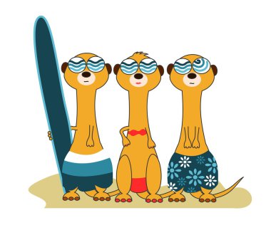 3 Meercat Surfers clipart