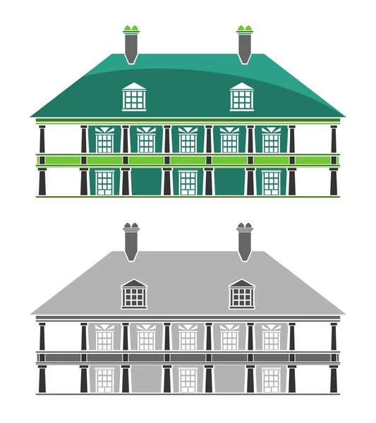 Edificios - Casa colonial francesa — Vector de stock