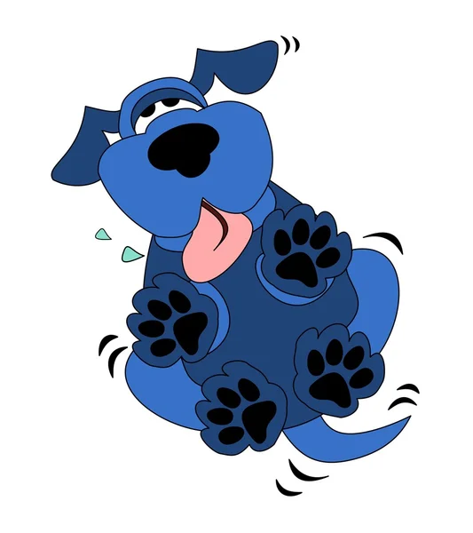 Carino Blue Dog Cartoon — Vettoriale Stock