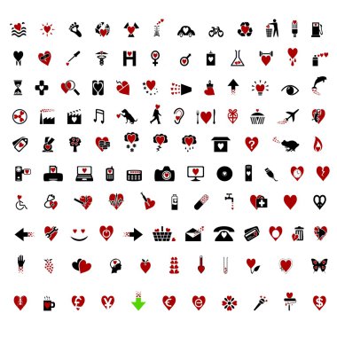 Over 100 Stylish Valentine themed icons clipart