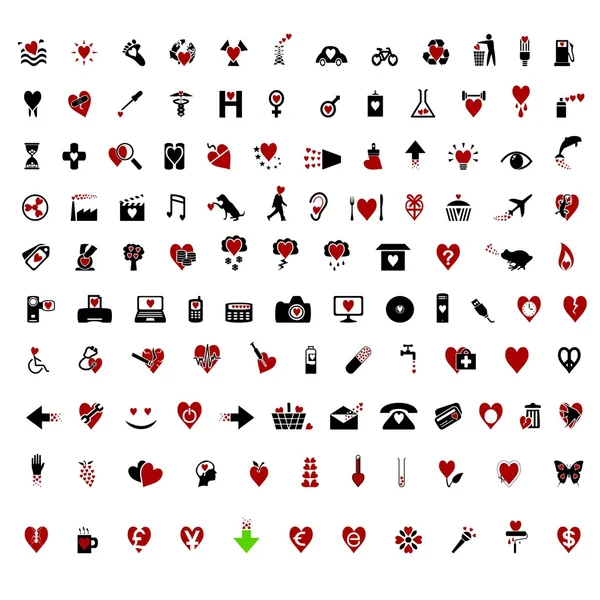 Meer dan 100 stijlvolle valentine thema iconen — Stockvector