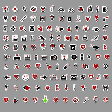 Over 100 Stylish Valentine themed stickers clipart