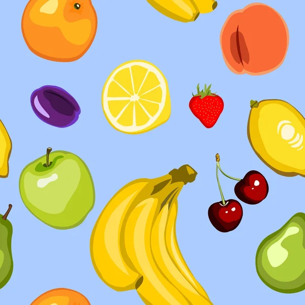 Seamless Summer Fruit Background — Stock Vector
