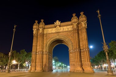 Arc de Triomf at night in Barcelona, Spain clipart