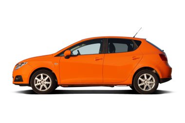 Bright orange compact family hatchback clipart