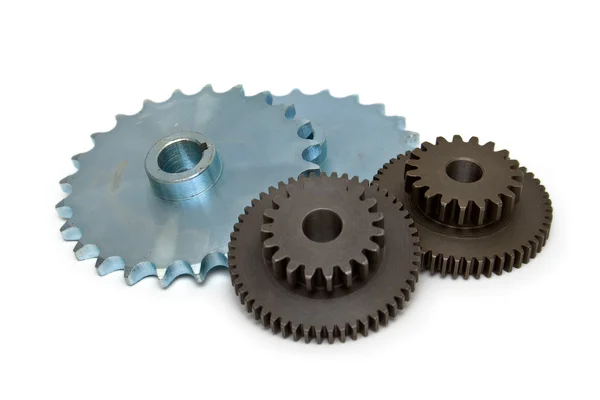 Four gear wheels isolated on white — Stock Photo, Image