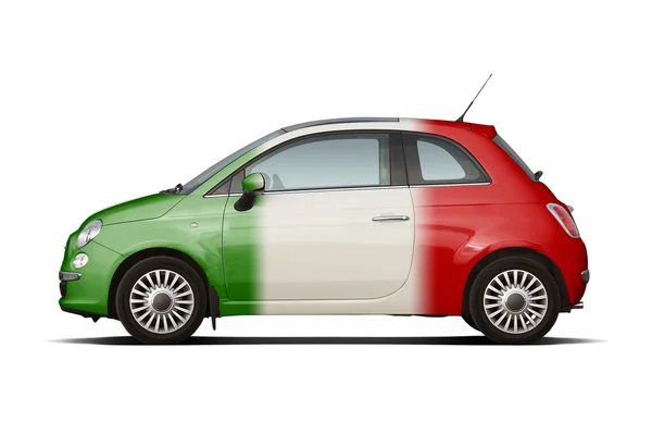 Liten bil i färgerna italiensk flagg — Stockfoto