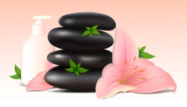 Spa stones and lilies clipart