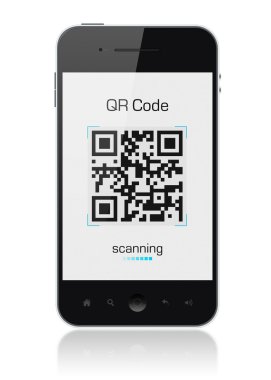 Mobile Smart Phone Showing QR Code Scanner clipart