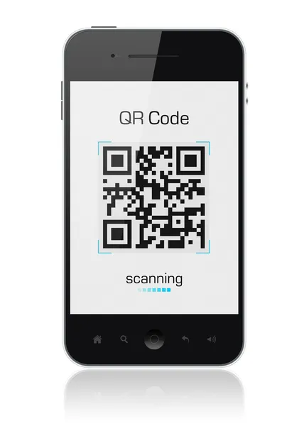 Téléphone intelligent mobile montrant le scanner de code QR — Photo